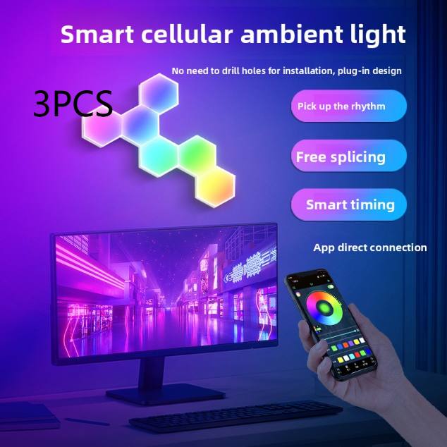 Hexagonal RGB LED Wall Light Smart Bluetooth Wi-Fi Control