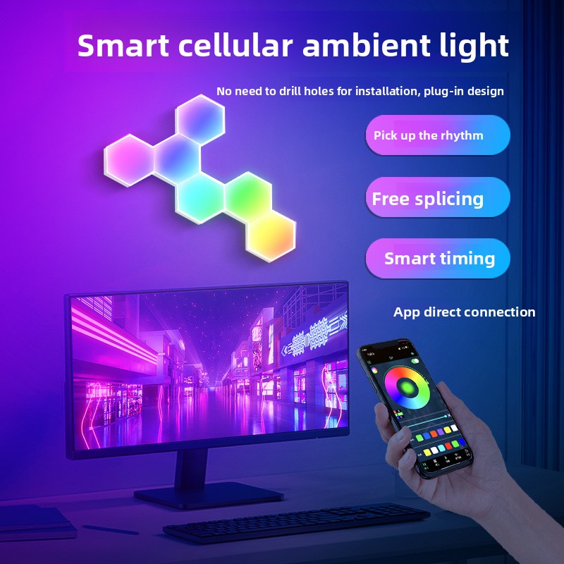 Hexagonal RGB LED Wall Light Smart Bluetooth Wi-Fi Control