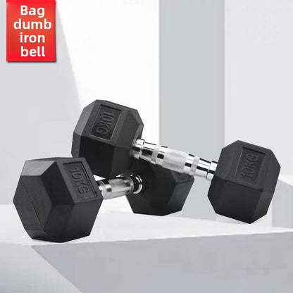 Hexagonal Rubber Coated Cast Iron Dumbbell