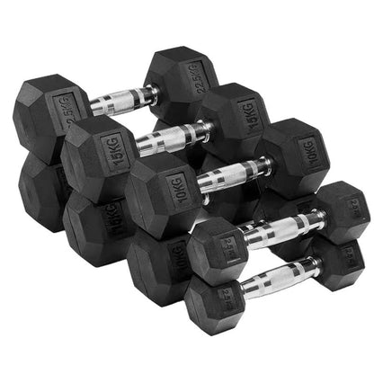 Hexagonal Rubber Coated Cast Iron Dumbbell