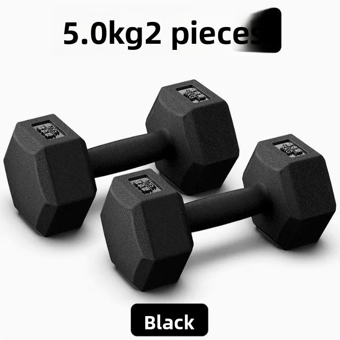 Hexagonal Rubber Coated Dumbbells