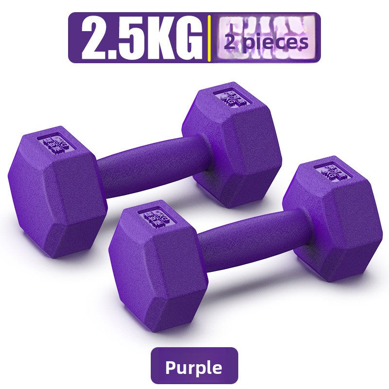 Hexagonal Rubber Coated Dumbbells