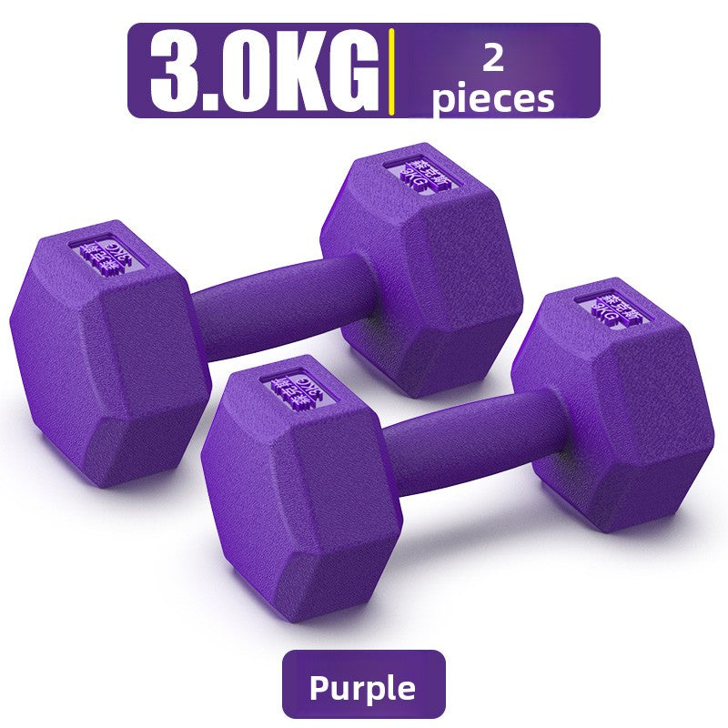 Hexagonal Rubber Coated Dumbbells