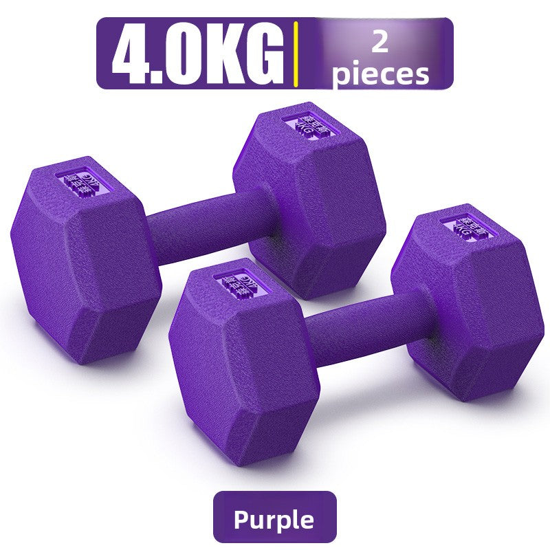 Hexagonal Rubber Coated Dumbbells
