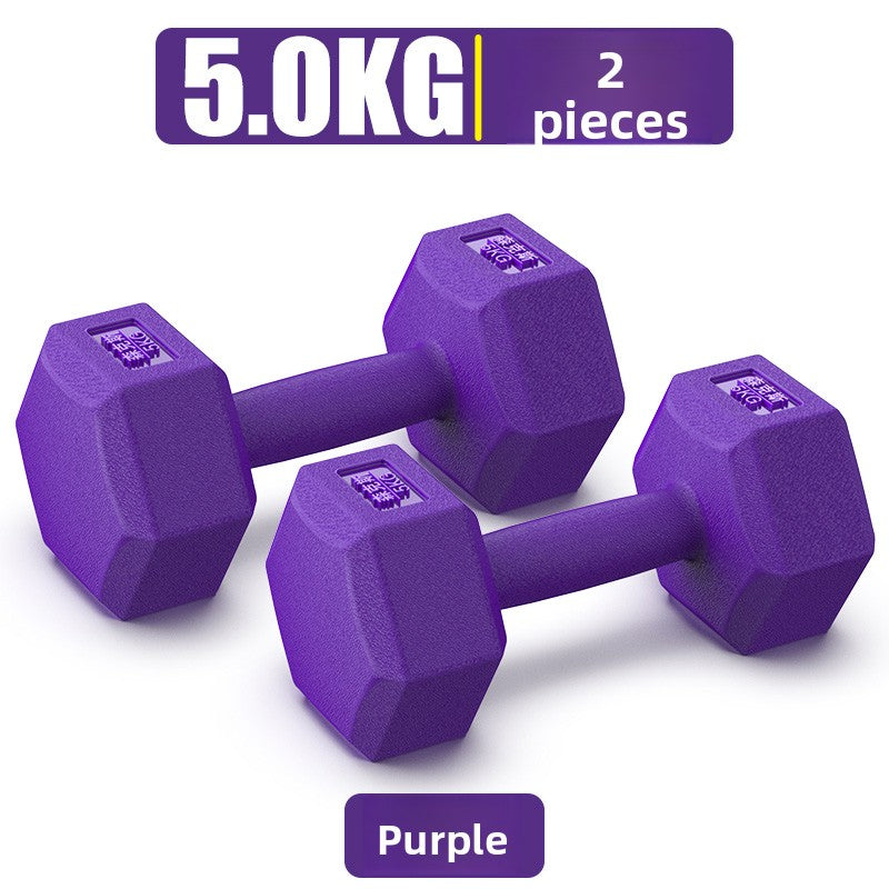 Hexagonal Rubber Coated Dumbbells