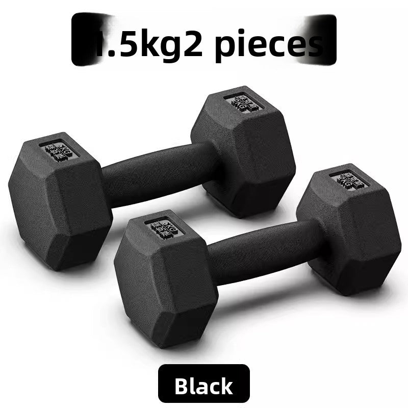 Hexagonal Rubber Coated Dumbbells