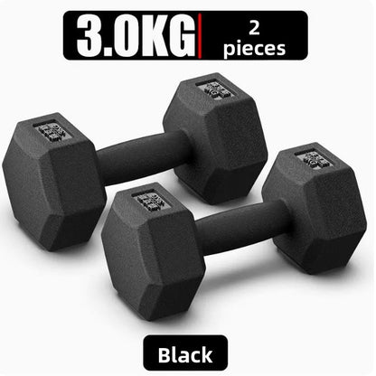 Hexagonal Rubber Coated Dumbbells