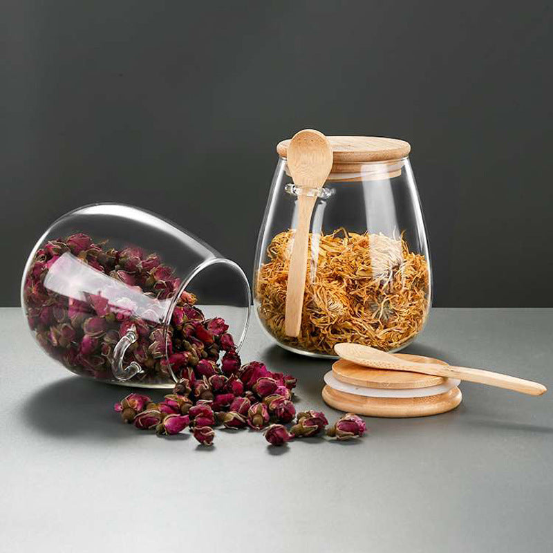 High Borosilicate Glass Sealed Jar with Spoon for Storage