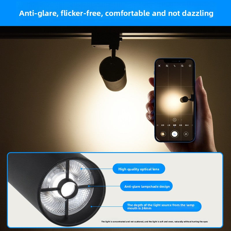 High-brightness anti-glare track spotlights