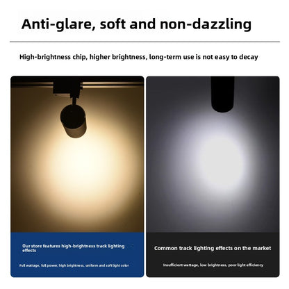 High-brightness anti-glare track spotlights