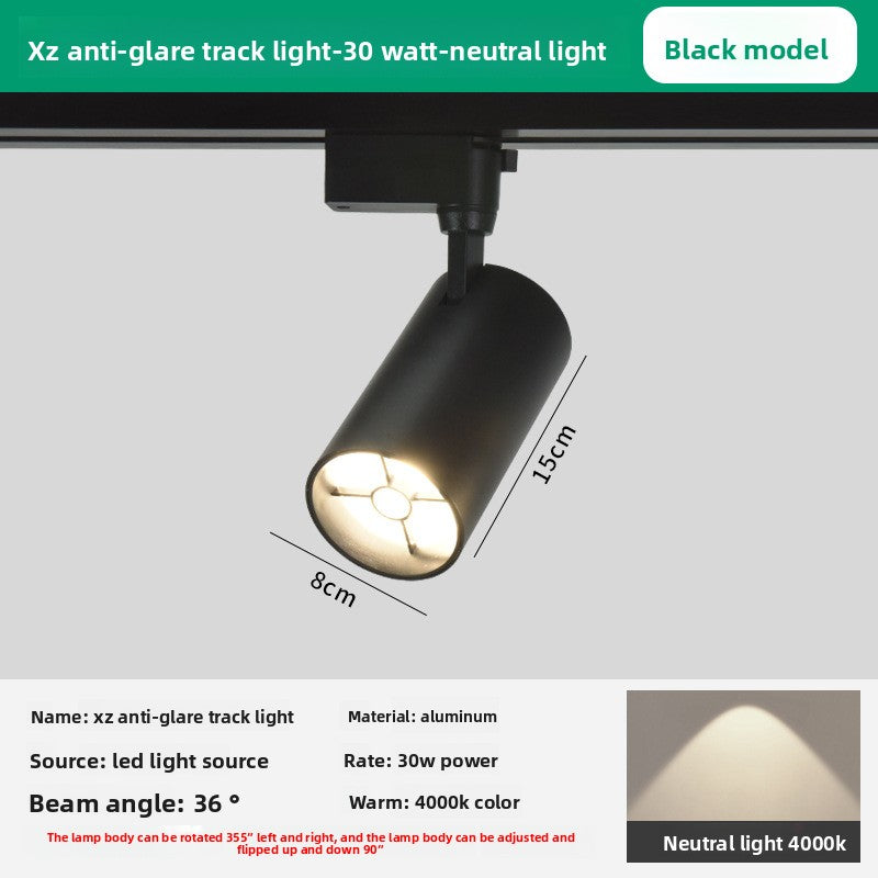 High-brightness anti-glare track spotlights