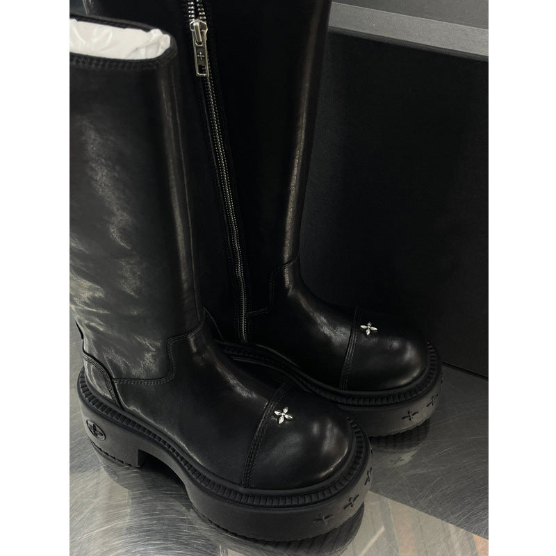 High-crowned thick-soled knight boots