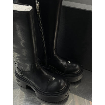 High-crowned thick-soled knight boots
