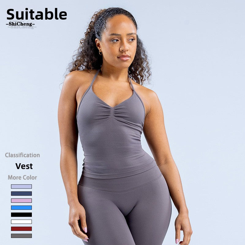 High-Elastic Halterneck Sports Bra