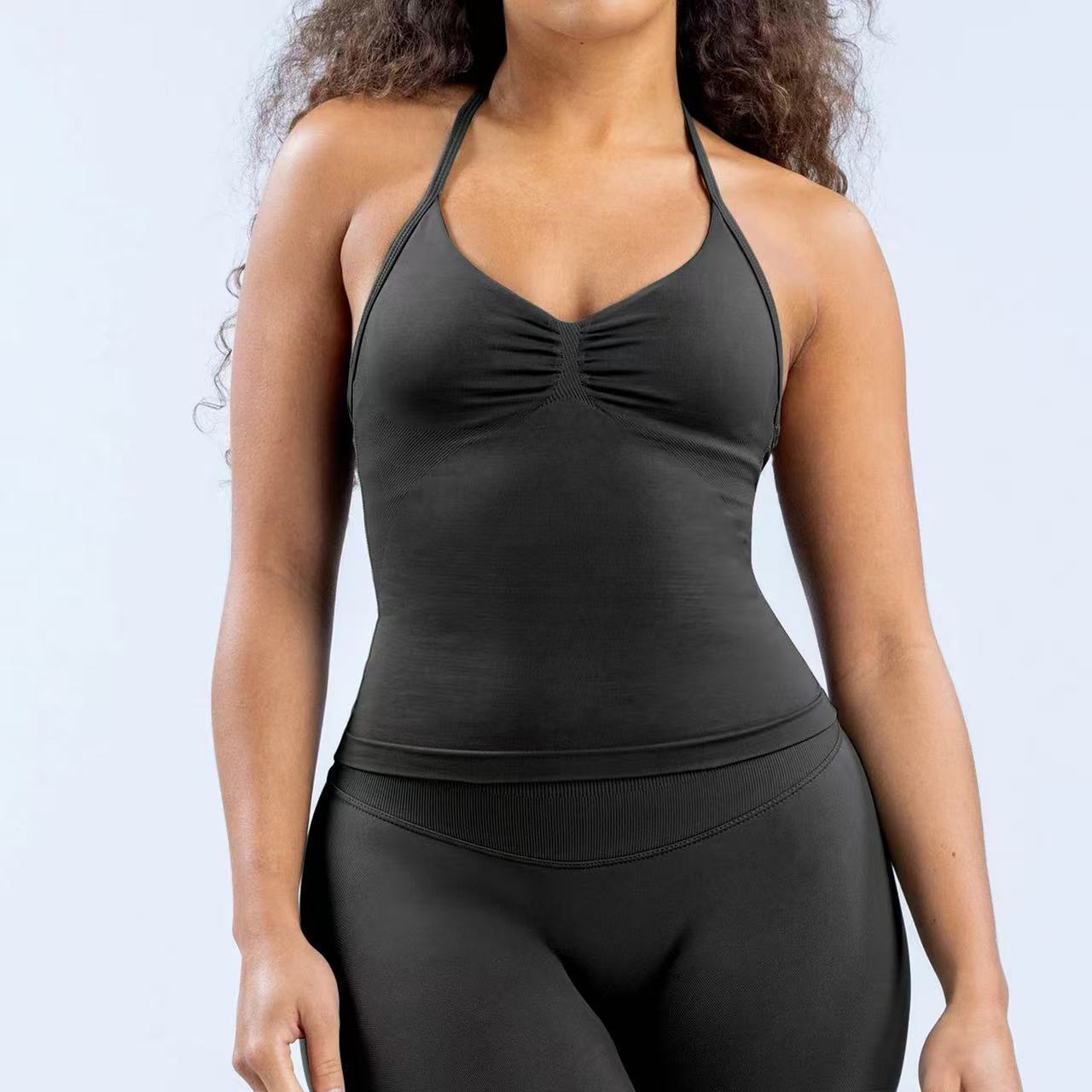 High-Elastic Halterneck Sports Bra