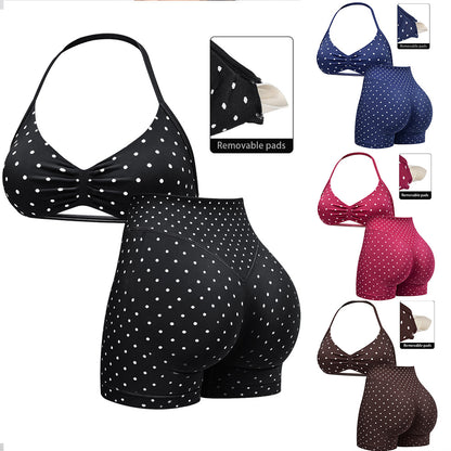 High-Elastic Nylon Halter Bra and High-Waisted Butt-Lifting Pants Set