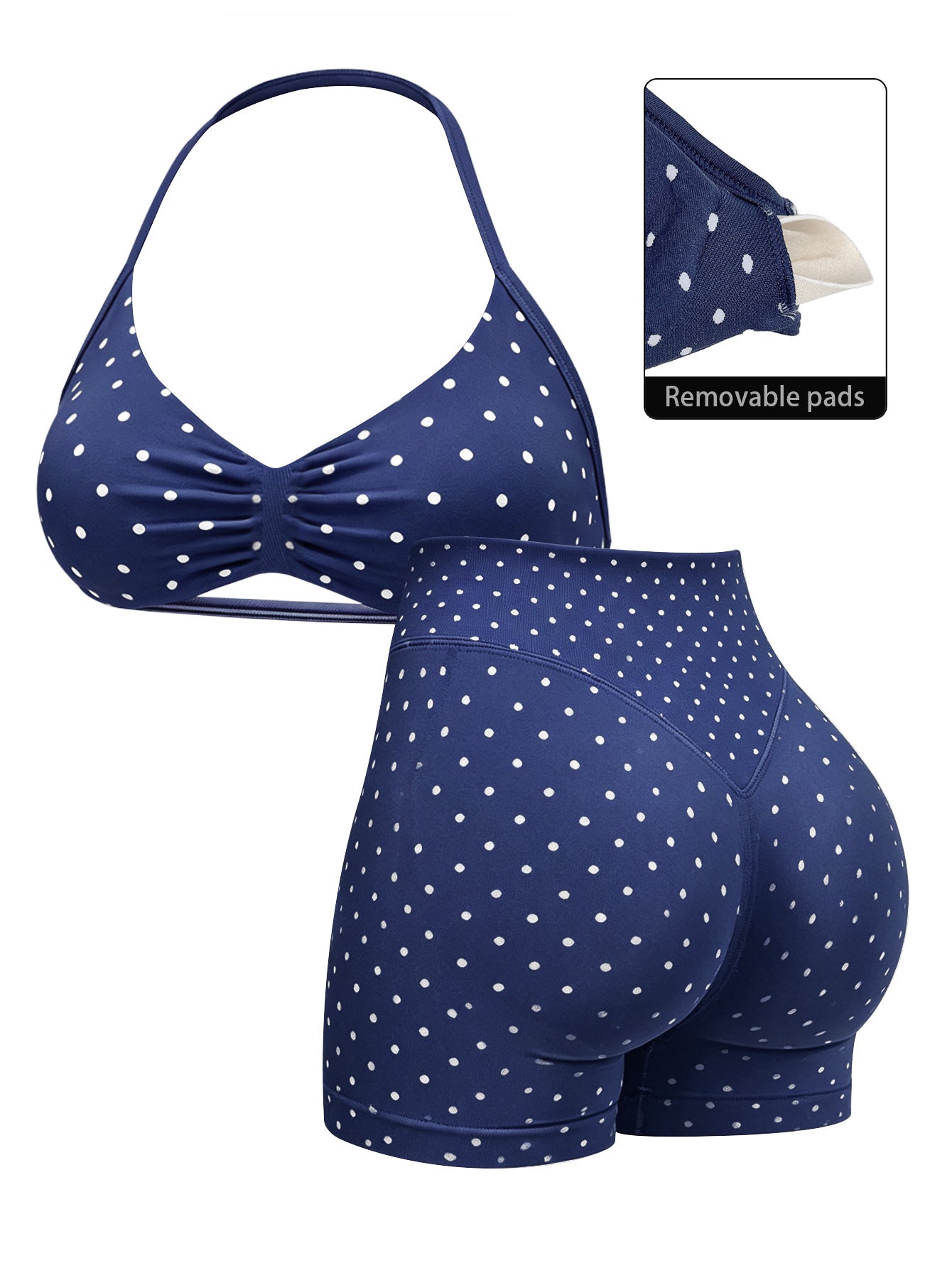 High-Elastic Nylon Halter Bra and High-Waisted Butt-Lifting Pants Set
