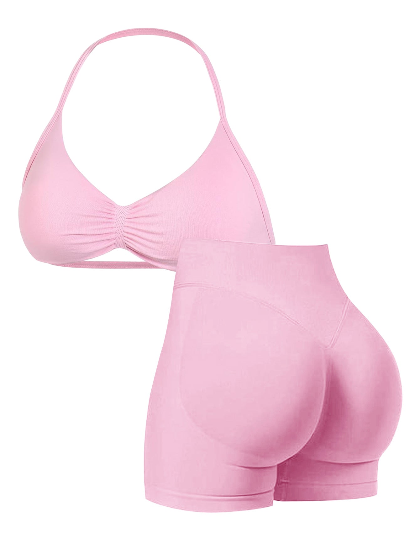 High-Elastic Nylon Halter Bra and High-Waisted Butt-Lifting Pants Set