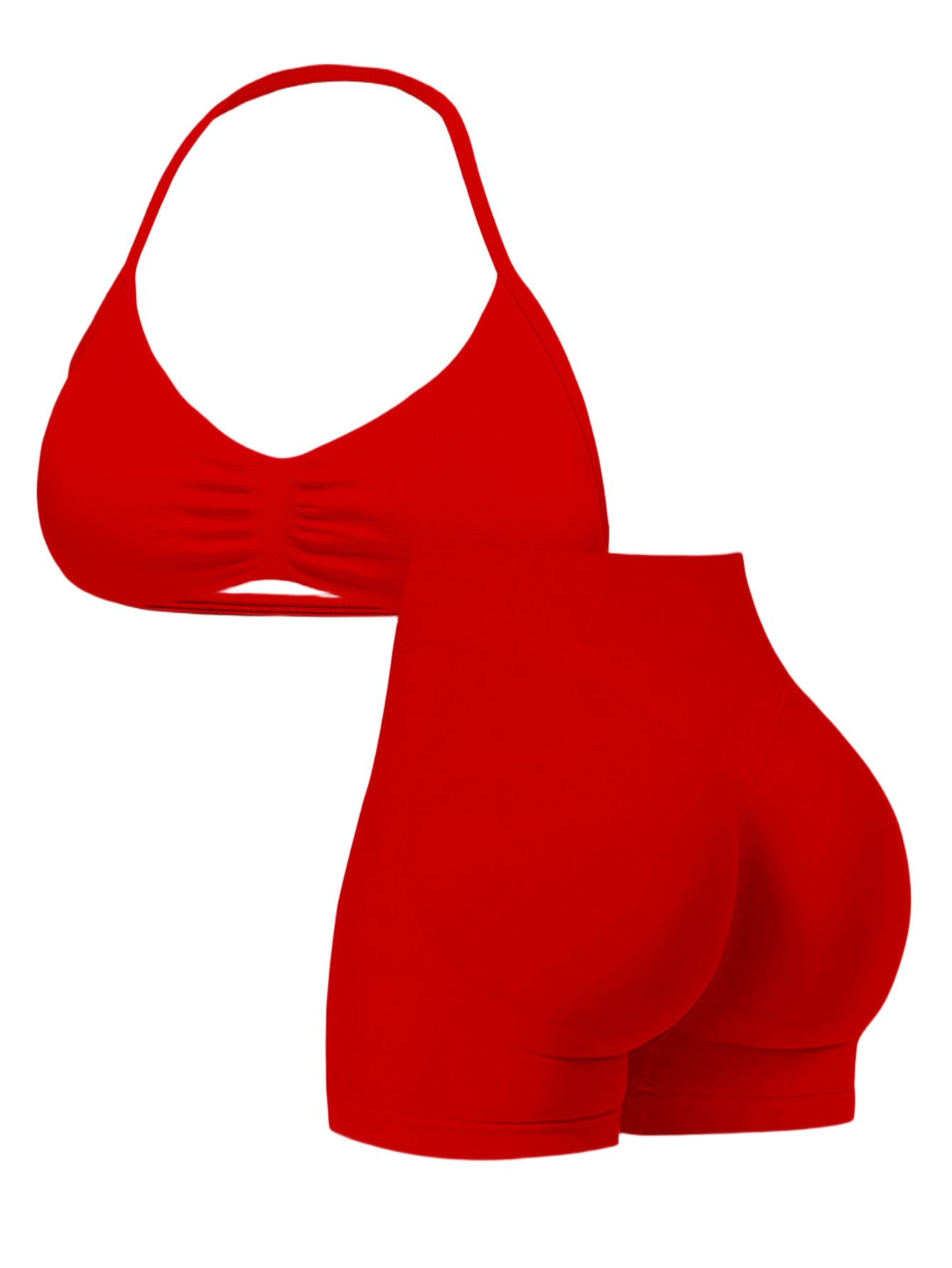 High-Elastic Nylon Halter Bra and High-Waisted Butt-Lifting Pants Set