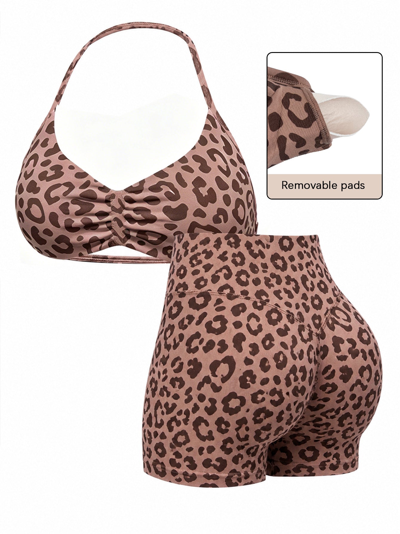 High-Elastic Nylon Halter Bra and High-Waisted Butt-Lifting Pants Set