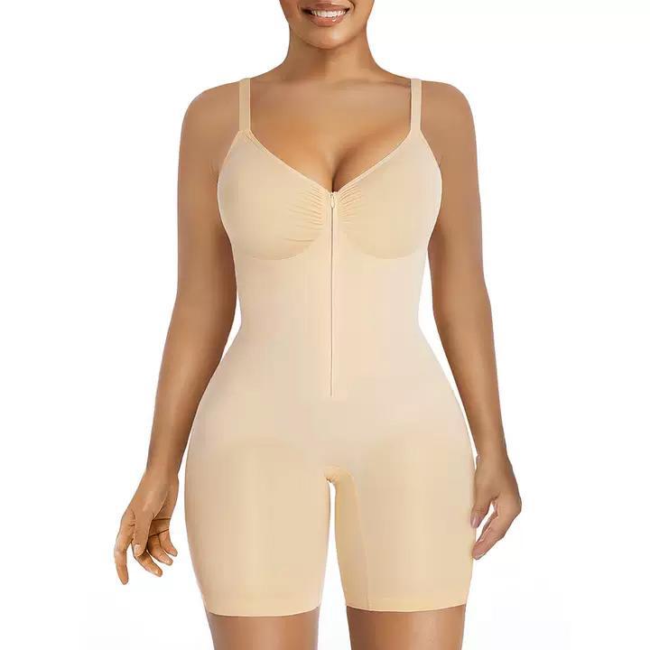 High-Elastic Zipper Strap Waist-Slimming Body-Shaping Jumpsuit for Women
