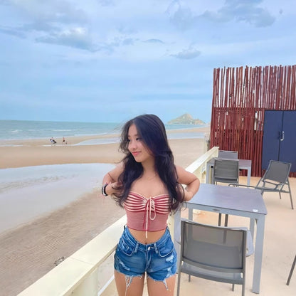 High Elasticity Distressed Denim Shorts
