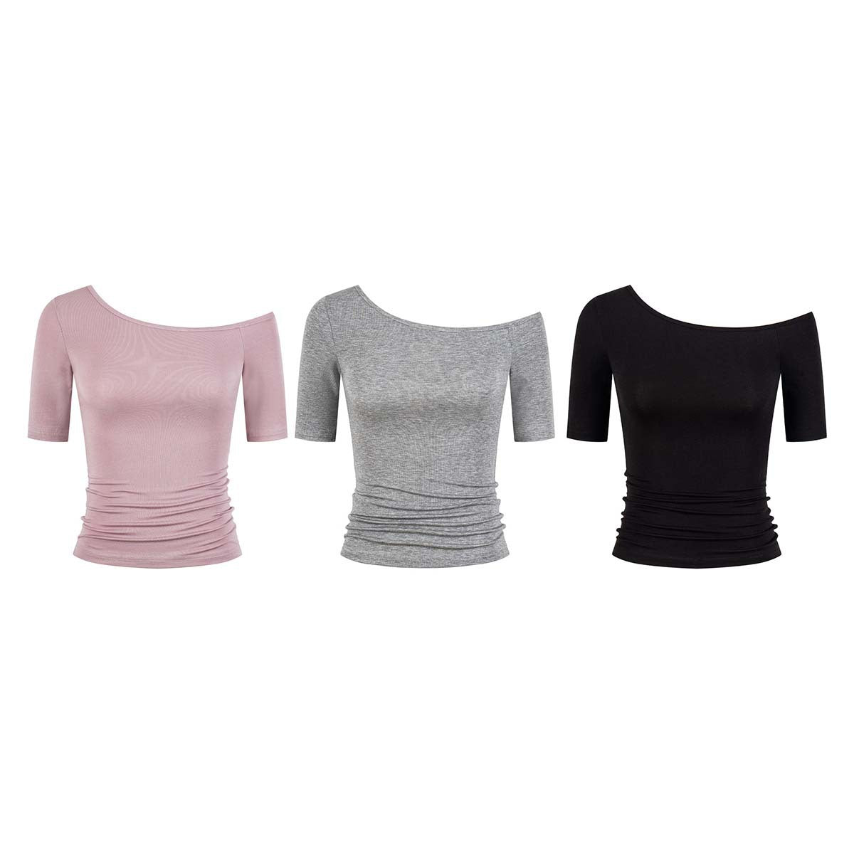 High-Elasticity Off-Shoulder Short-Sleeve T-Shirt