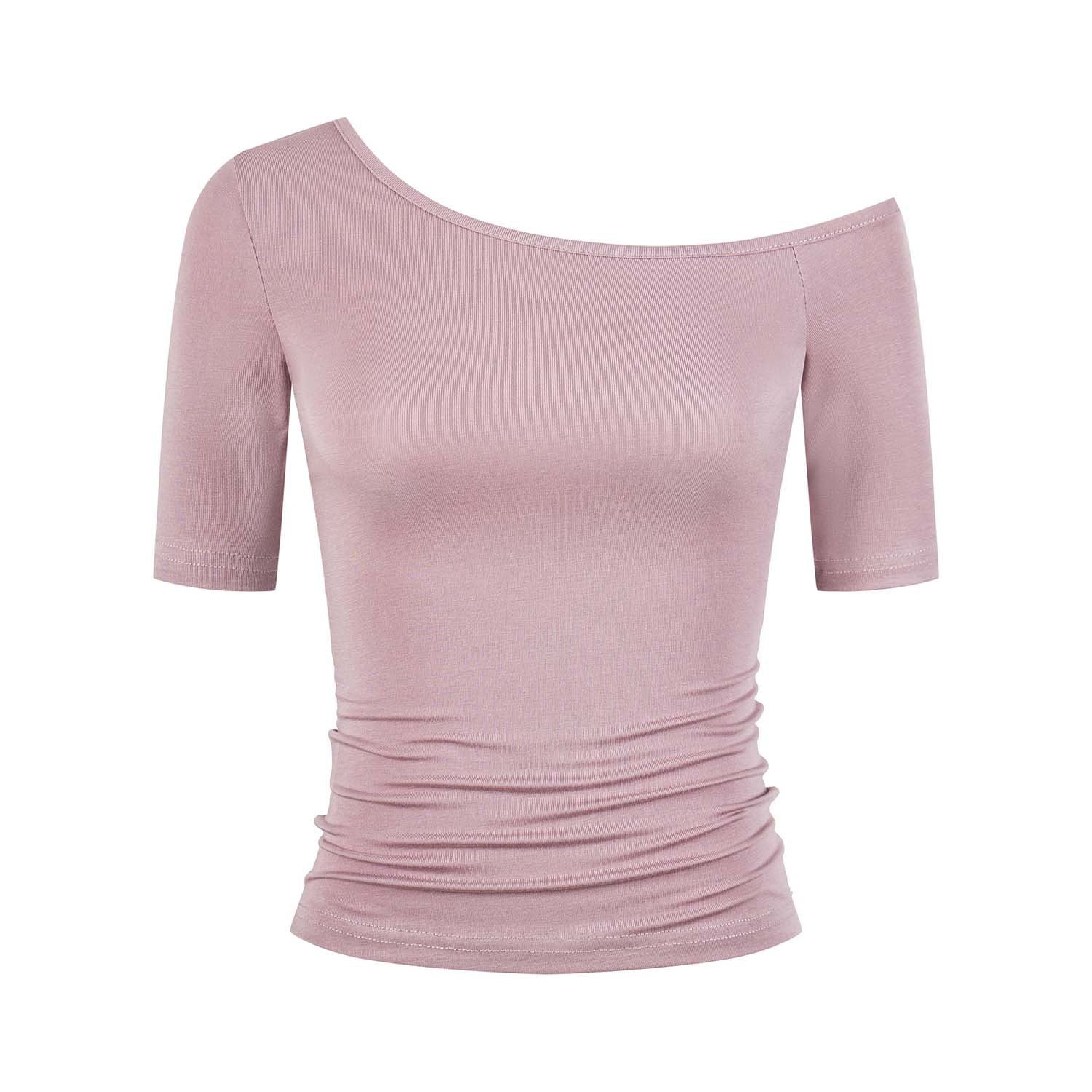 High-Elasticity Off-Shoulder Short-Sleeve T-Shirt