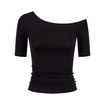 High-Elasticity Off-Shoulder Short-Sleeve T-Shirt