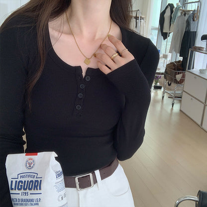 High elasticity ribbed button-down shirt