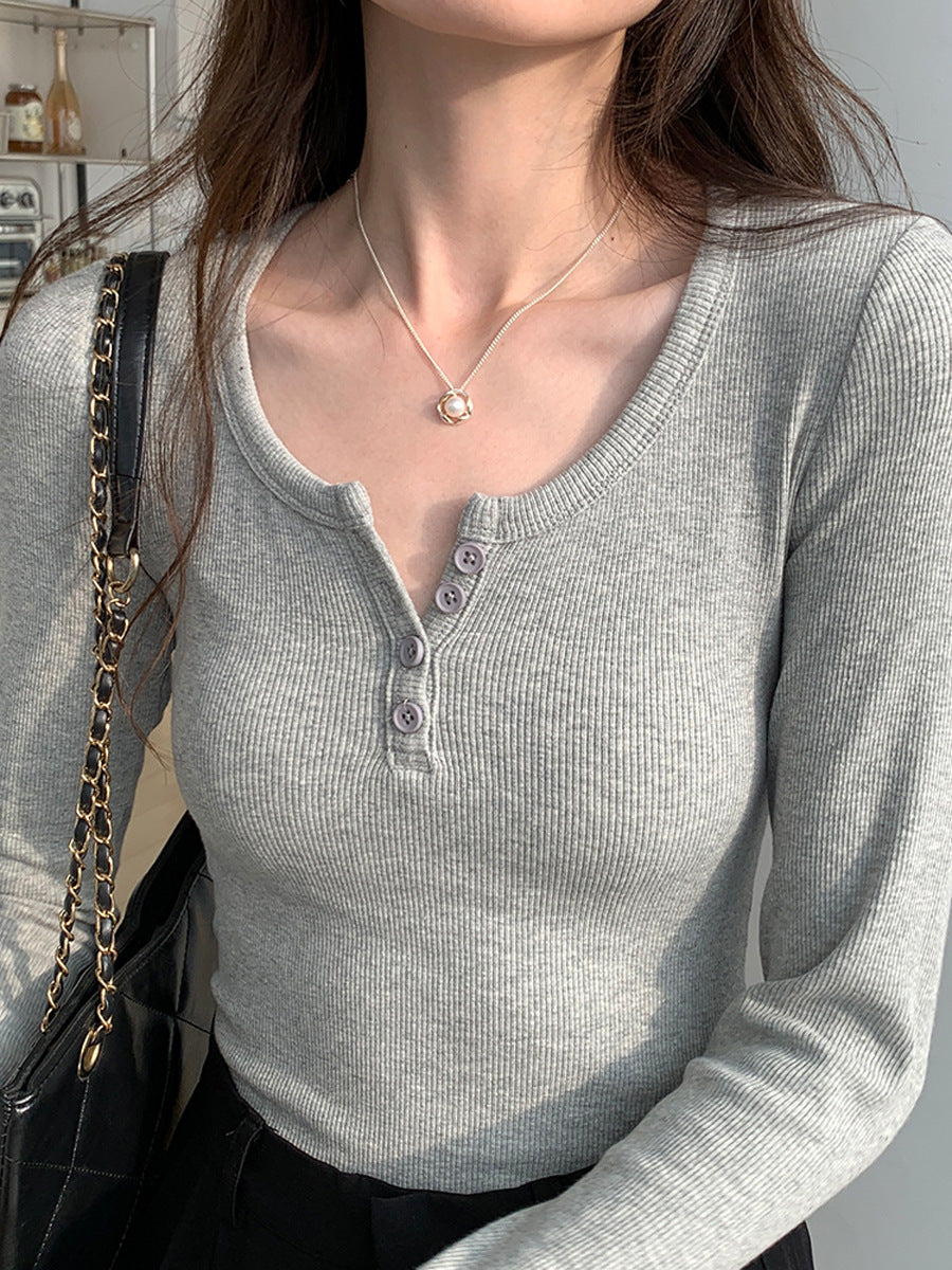 High elasticity ribbed button-down shirt