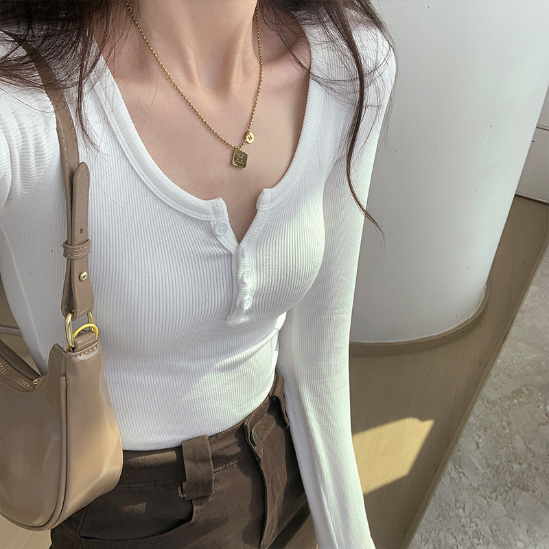 High elasticity ribbed button-down shirt