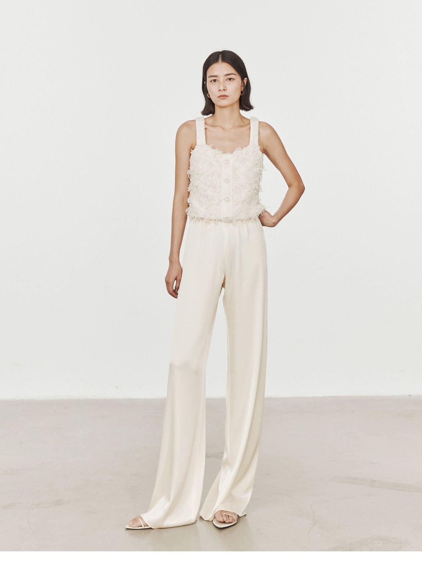 High-end acetate satin wide-leg pants