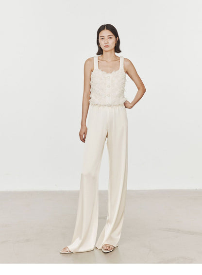 High-end acetate satin wide-leg pants
