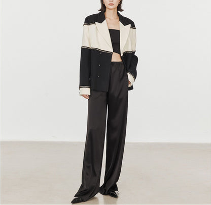 High-end acetate satin wide-leg pants