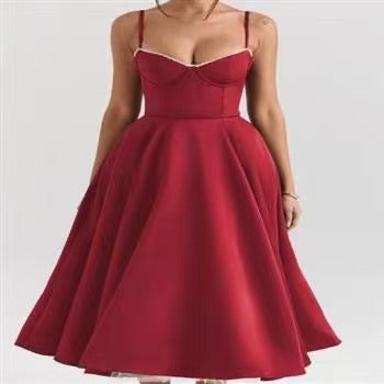 High-end French-style fishbone dress