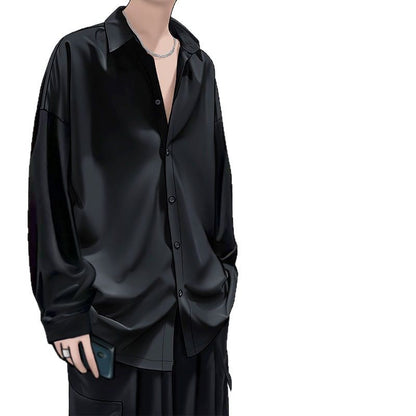 High-end ice silk shirt men's long-sleeved shirt