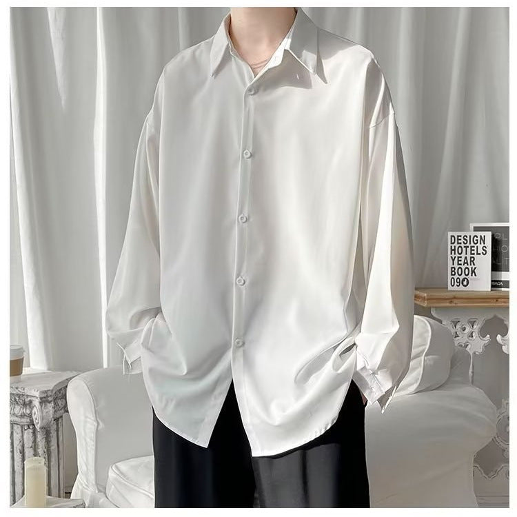 High-end ice silk shirt men's long-sleeved shirt