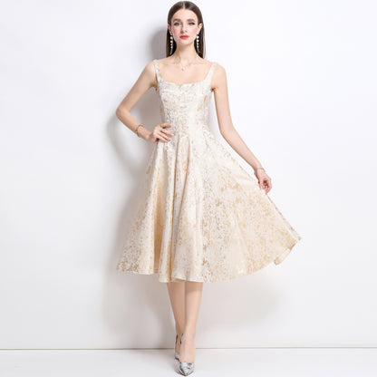 High-end jacquard slip dress