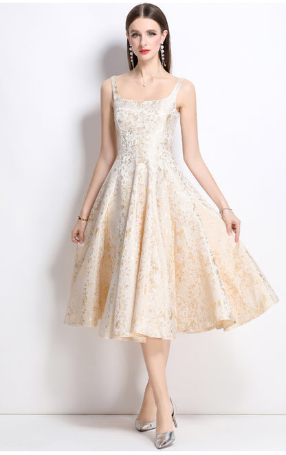 High-end jacquard slip dress
