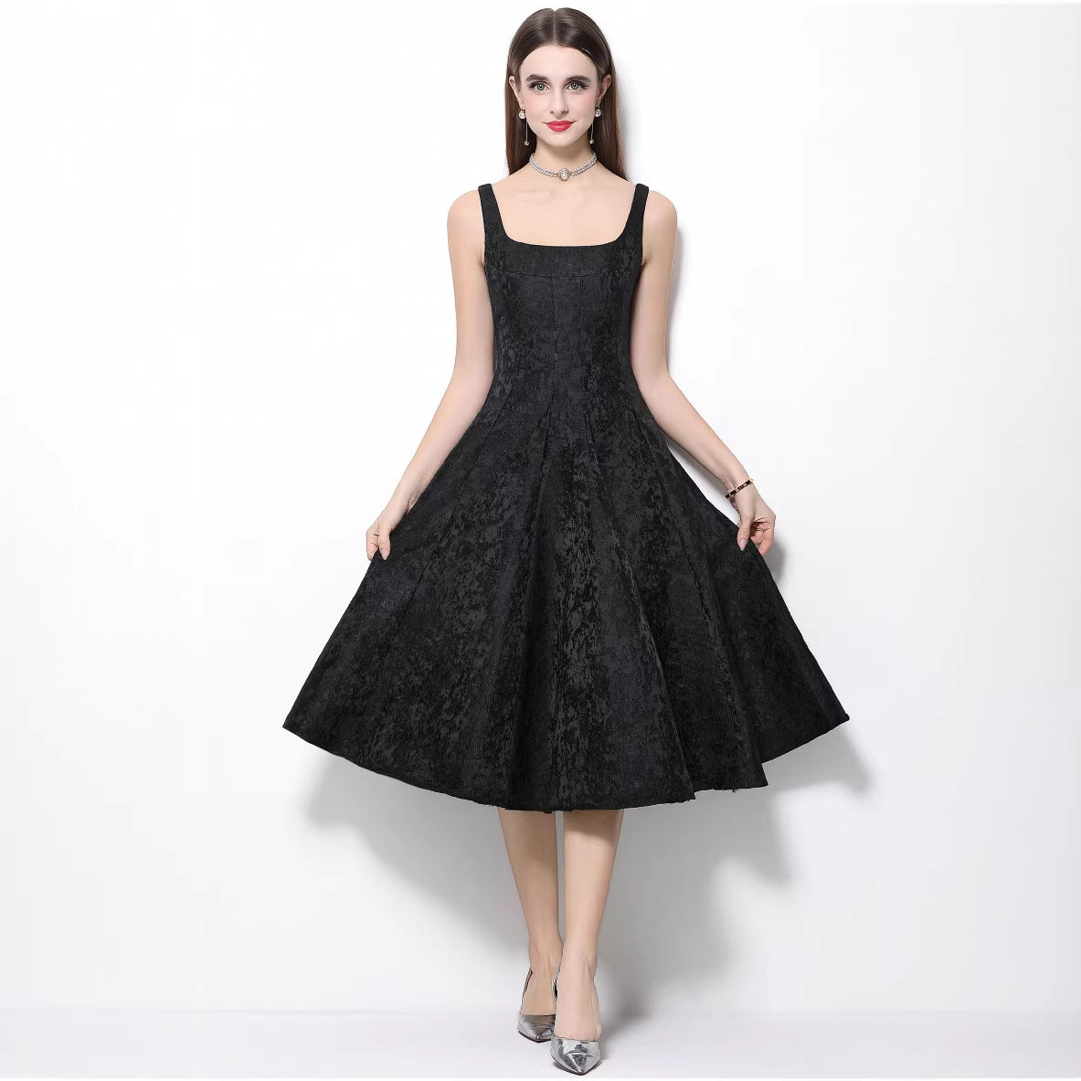 High-end jacquard slip dress