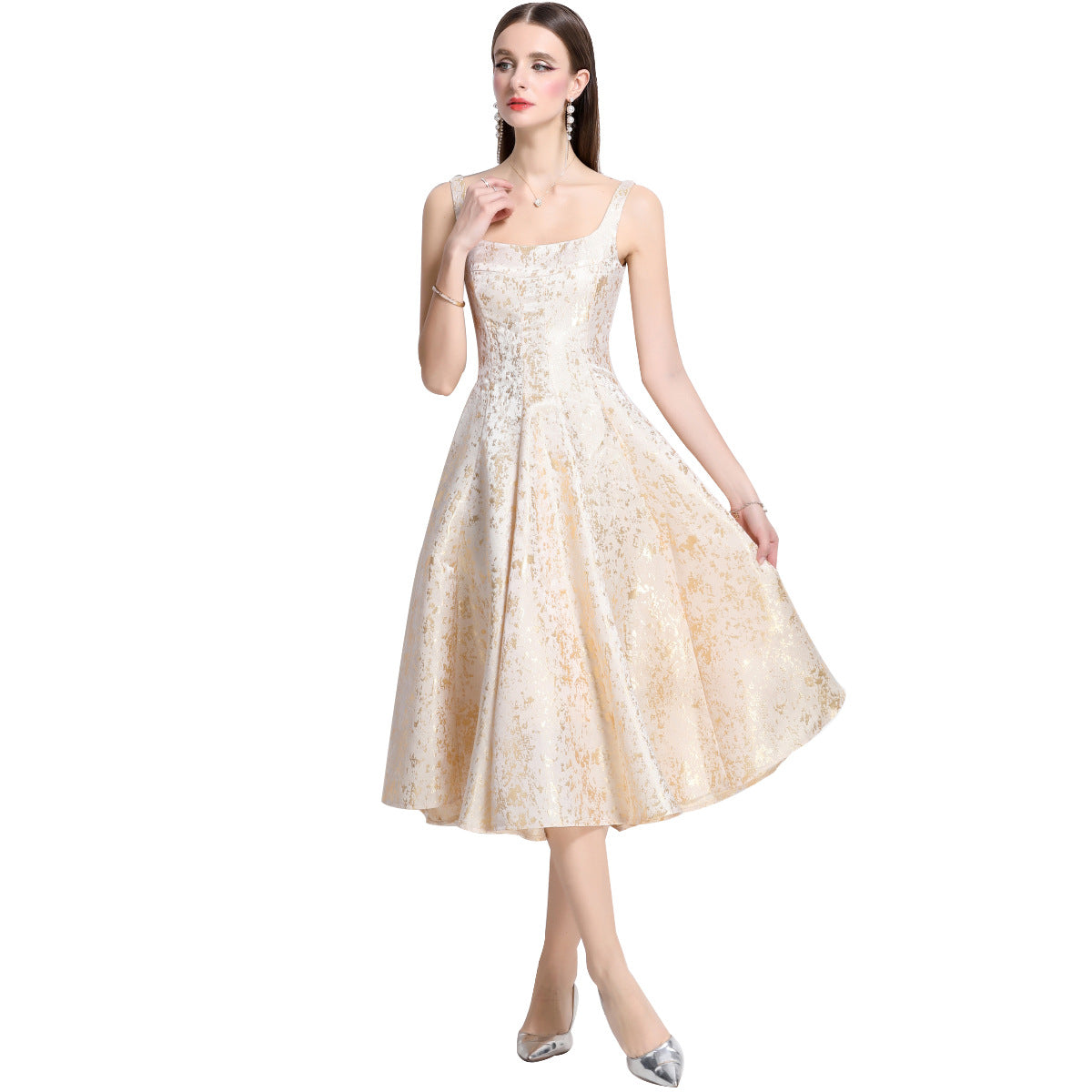 High-end jacquard slip dress