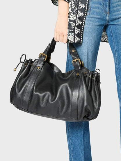 High-End Retro Soft Leather Large Capacity Tote Bag