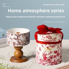 Red Blue White Porcelain Brown Rose