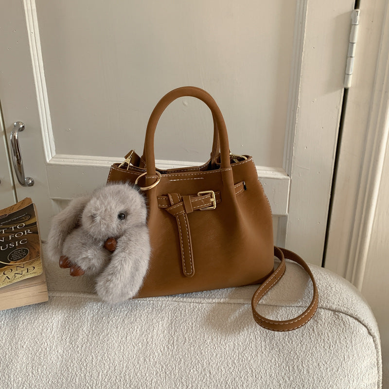 High-end suede bucket bag