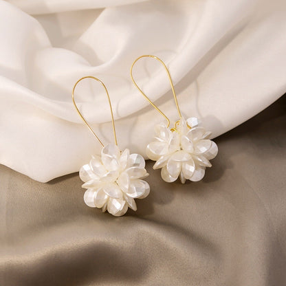 High-end white petal earrings