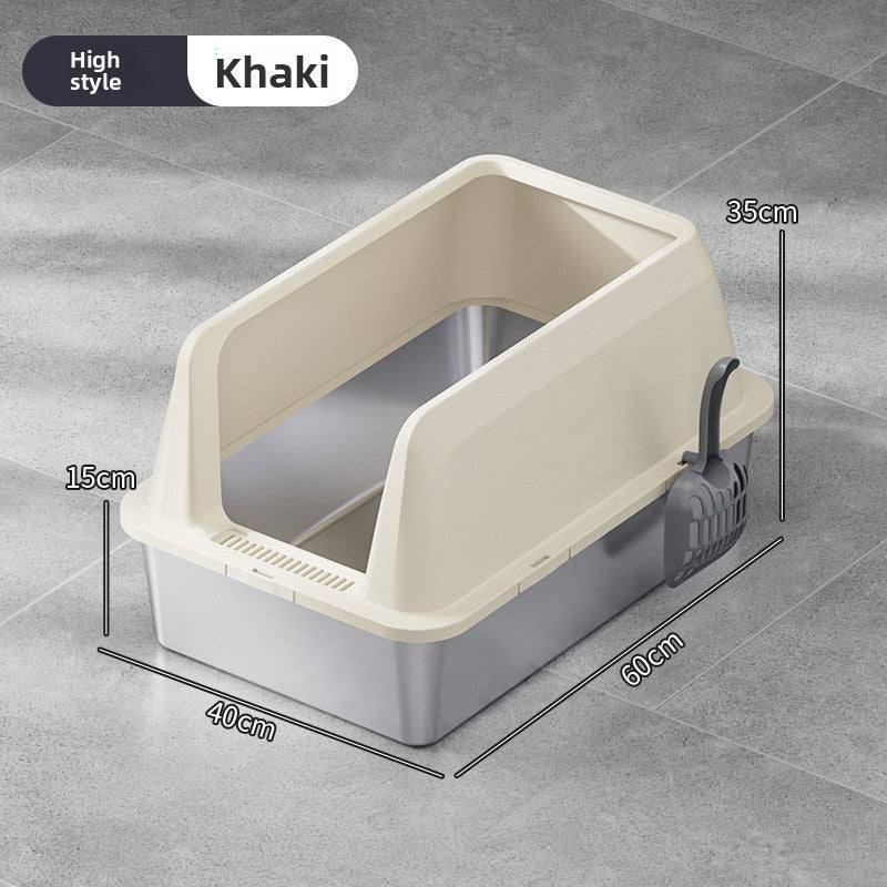 high fence stainless steel litter box
