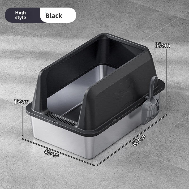 high fence stainless steel litter box