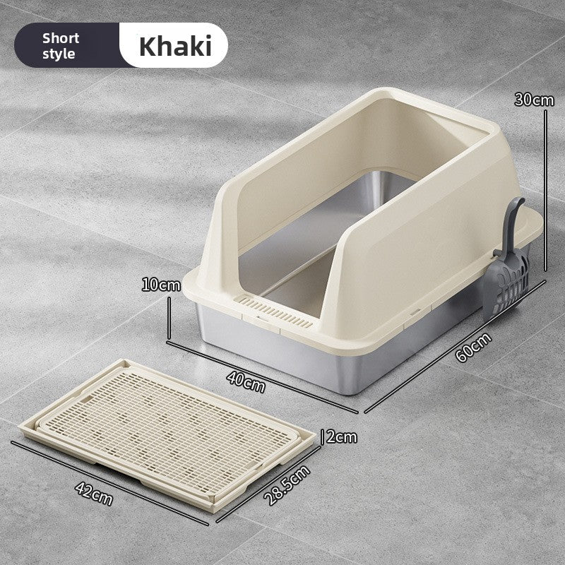 high fence stainless steel litter box