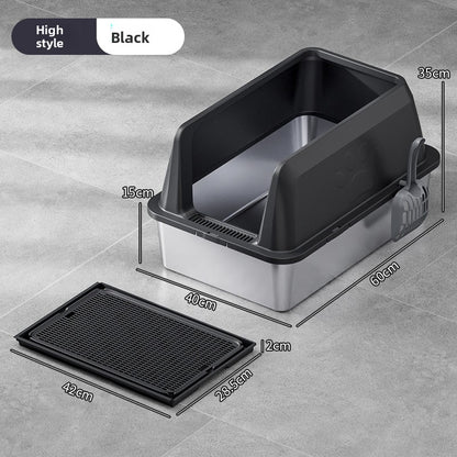 high fence stainless steel litter box